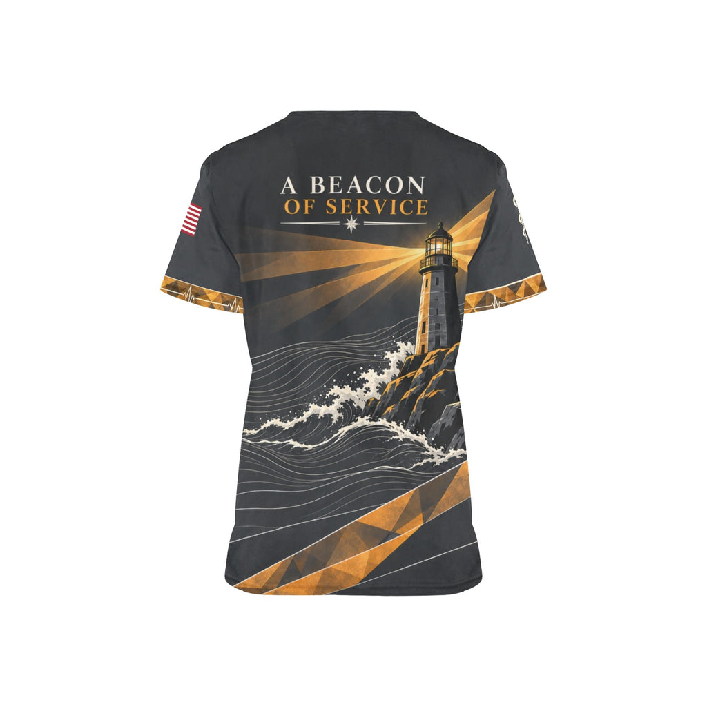 Beacon of Service — Coast Guard Veteran All-Over Print Scrub Top
