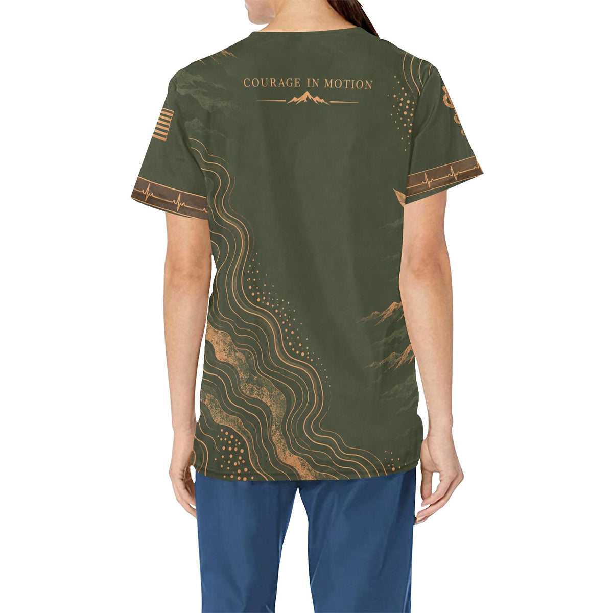 Courage in Motion — Army Veteran All-Over Print Scrub Top