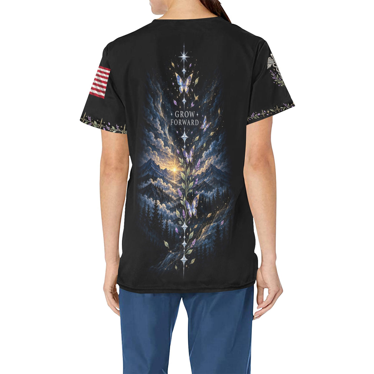 Wings of Renewal — Air Force Easter All-Over Print Scrub Top