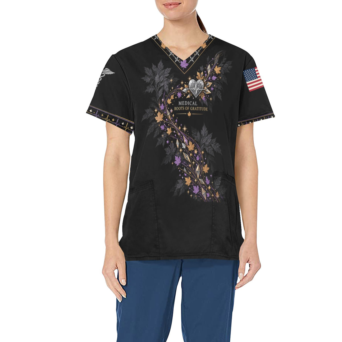 Roots of Gratitude — Medical Thanksgiving All-Over Print Scrub Top