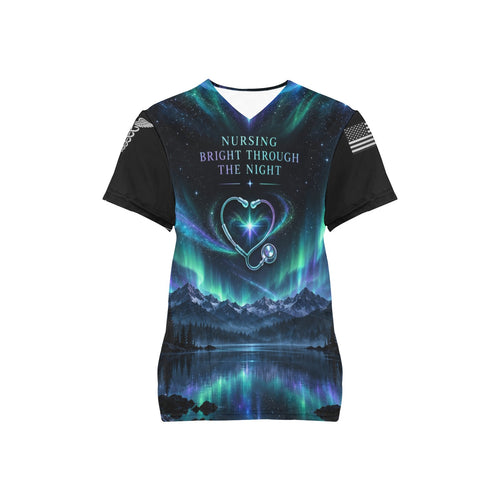 Aurora Watch — Nursing All-Over Print Scrub Top