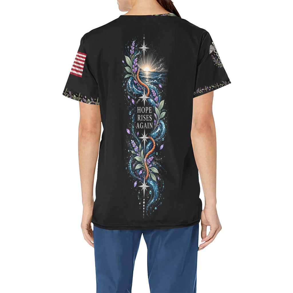 Renewed Resolve — Coast Guard Easter All-Over Print Scrub Top