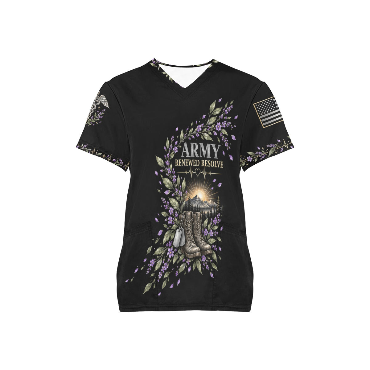 Renewed Resolve — Army Easter All-Over Print Scrub Top