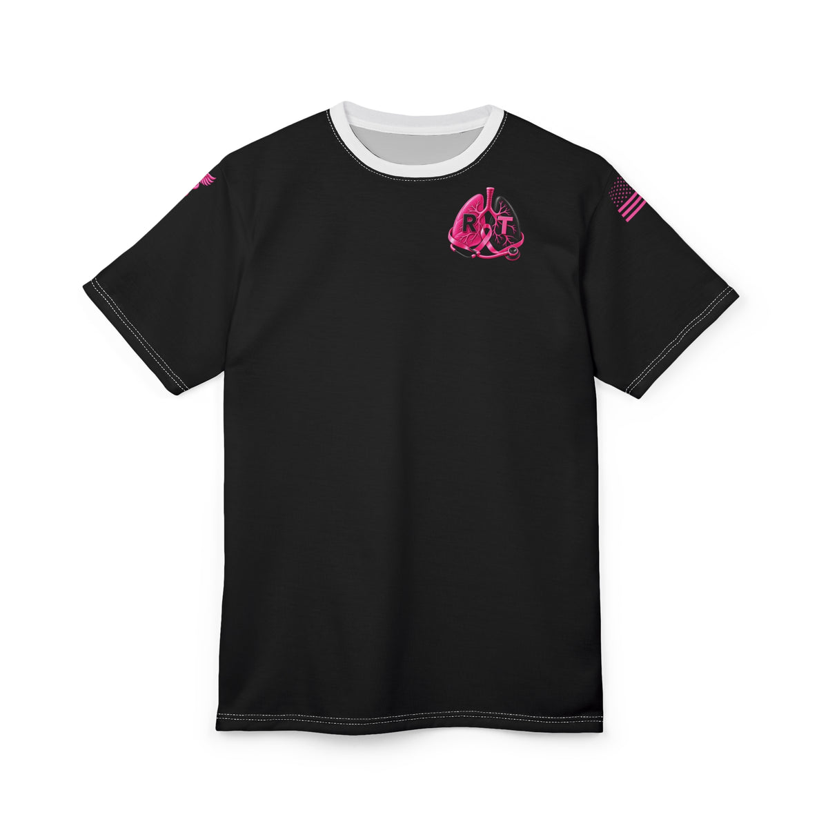 Respiratory Therapy Pink Ribbon Awareness Chest Logo T-Shirt