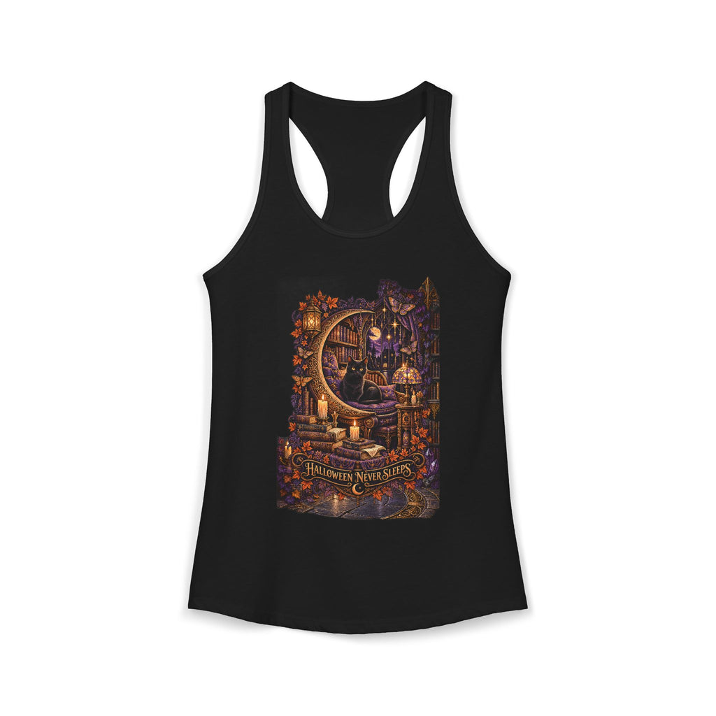 Halloween Never Sleeps — The Black Cat Oracle Women’s Racerback Tank
