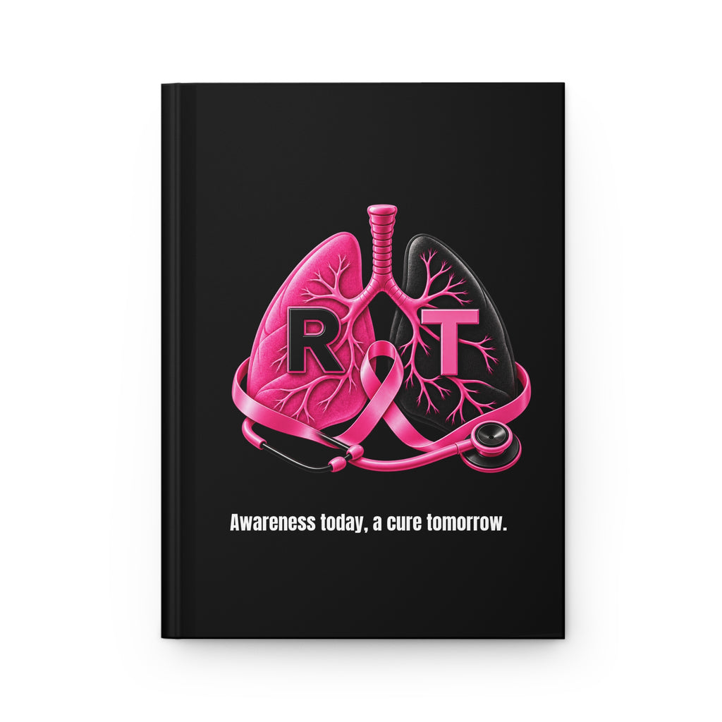 Respiratory Therapy Breast Cancer Awareness Pink Ribbon Hardcover Journal
