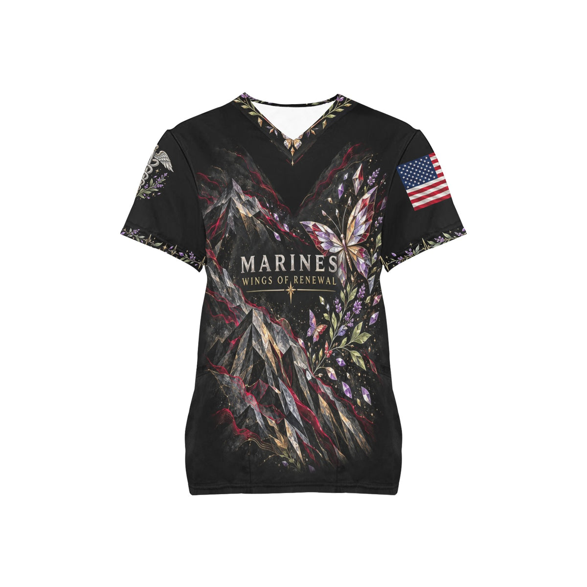 Wings of Renewal — Marine Corps Easter All-Over Print Scrub Top