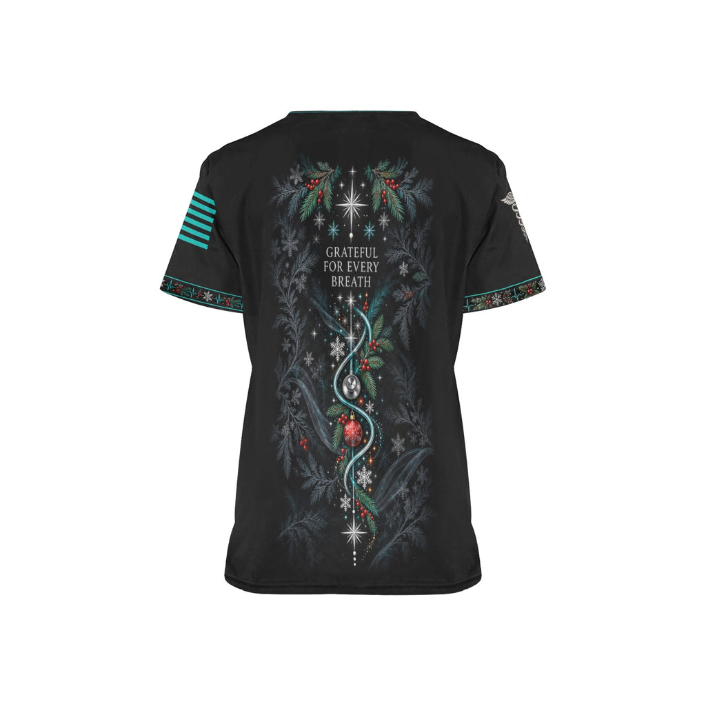 Winter Watch — Respiratory Christmas All-Over Print Scrub Top