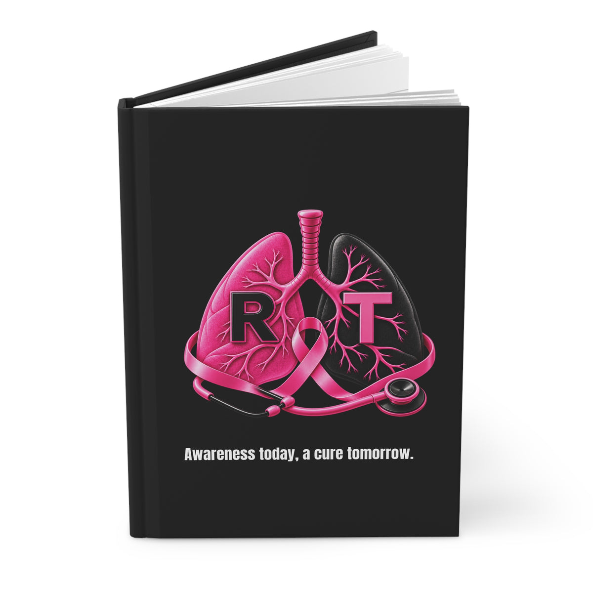 Respiratory Therapy Breast Cancer Awareness Pink Ribbon Hardcover Journal