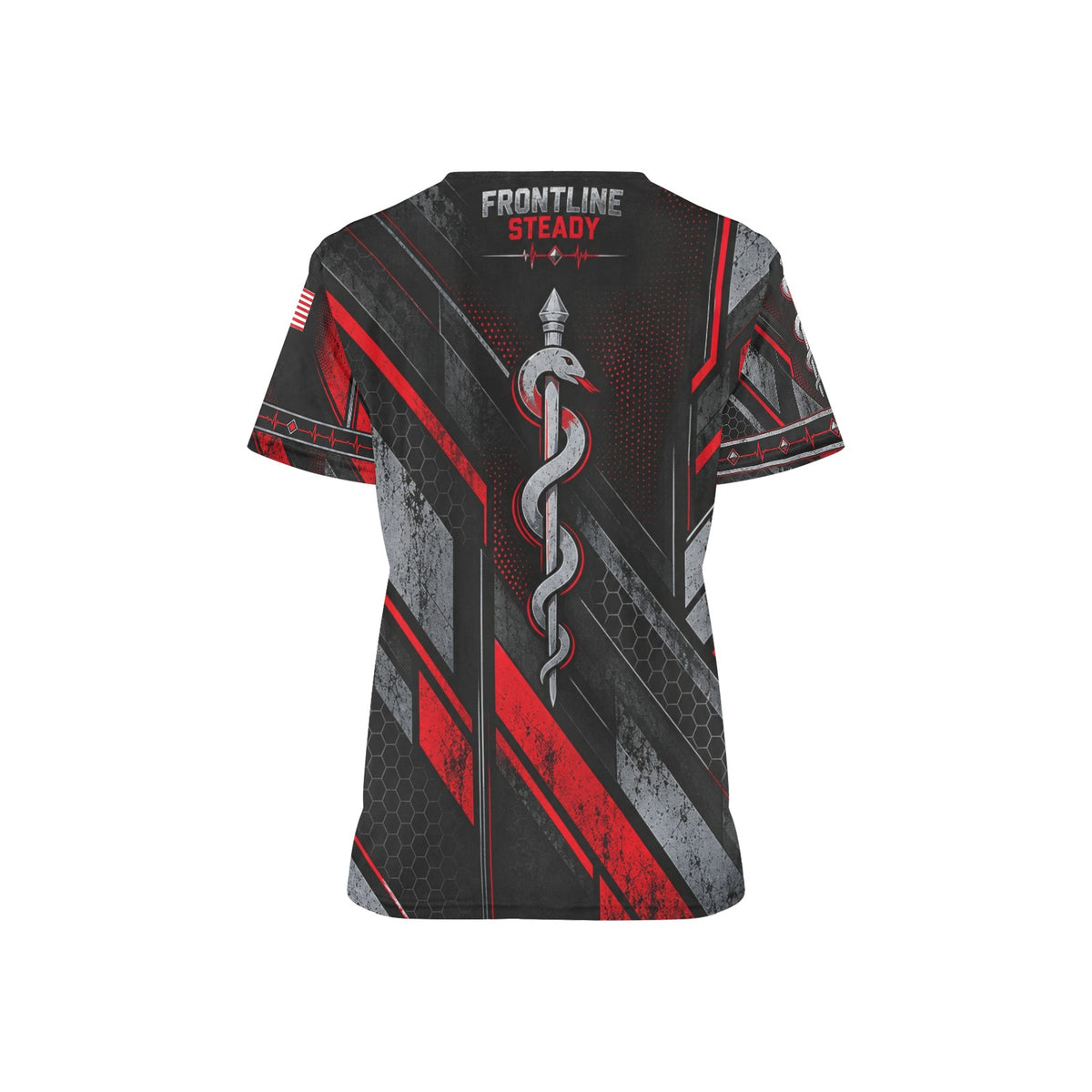 Frontline Steady — Veteran Medical All-Over Print Scrub Top