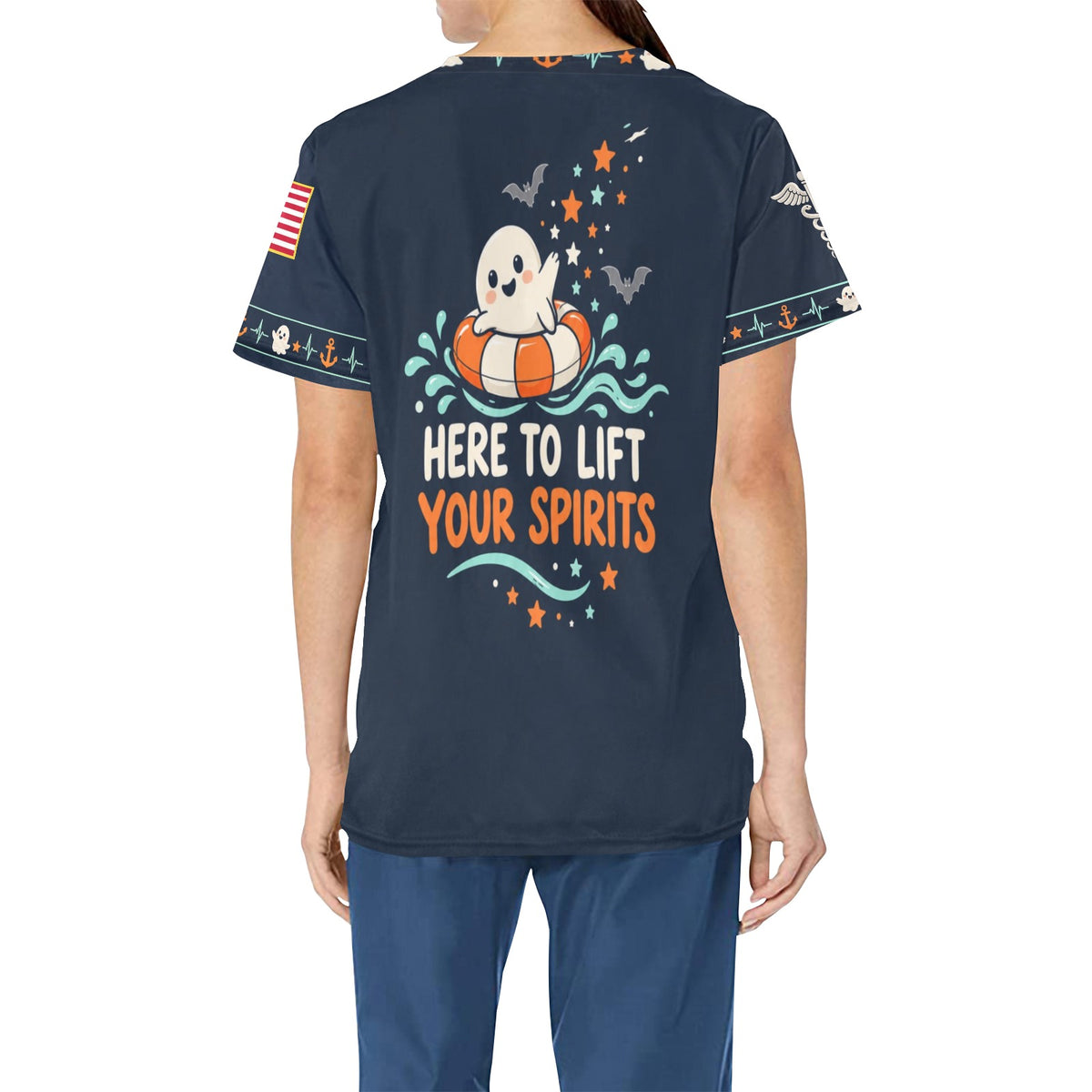 Boo Crew Rescue — Coast Guard Halloween All-Over Print Scrub Top