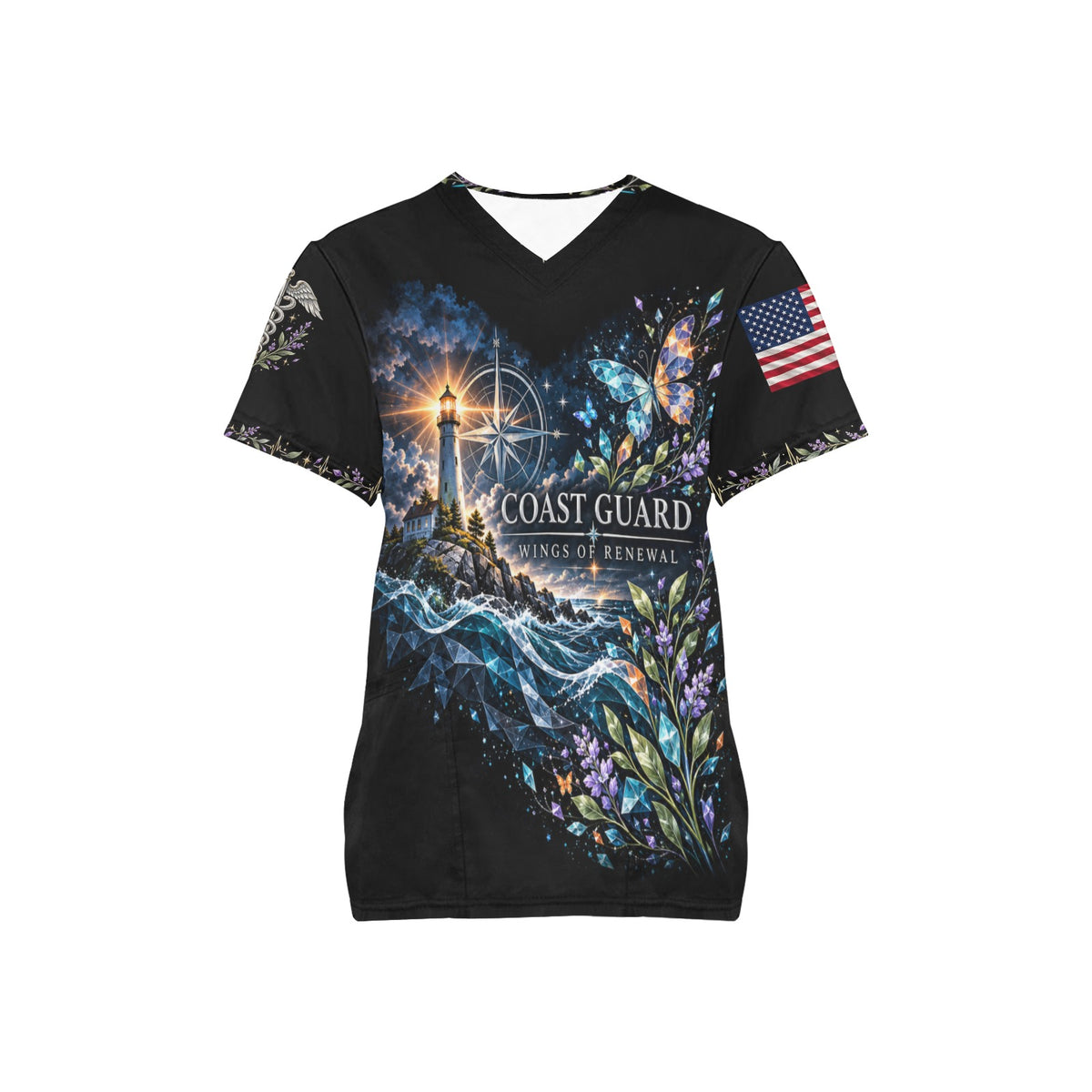 Wings of Renewal — Coast Guard Easter All-Over Print Scrub Top