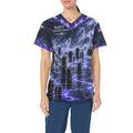 Haunted Harbor — Navy Halloween All-Over Print Scrub Top