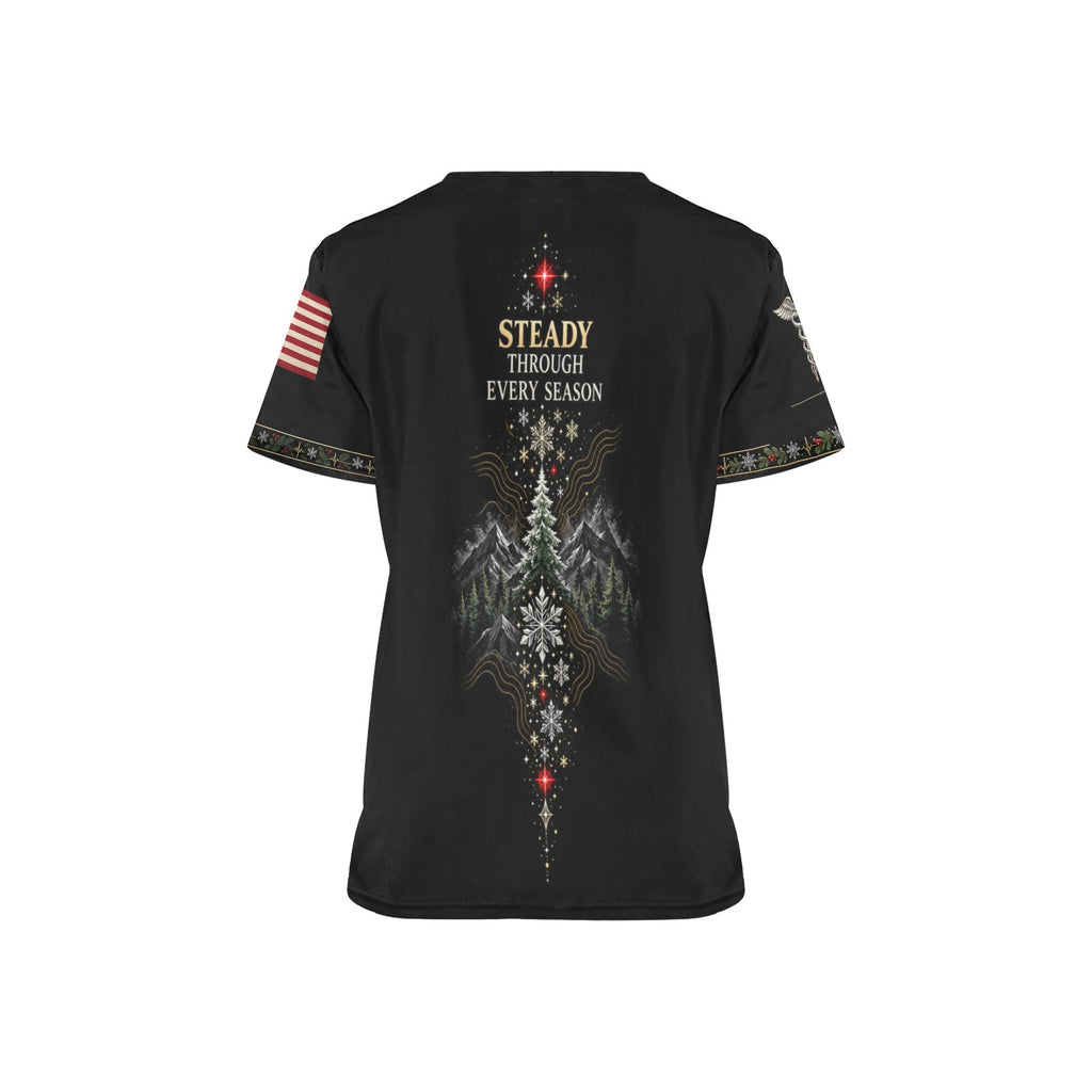 Evergreen Courage — Army Christmas All-Over Print Scrub Top