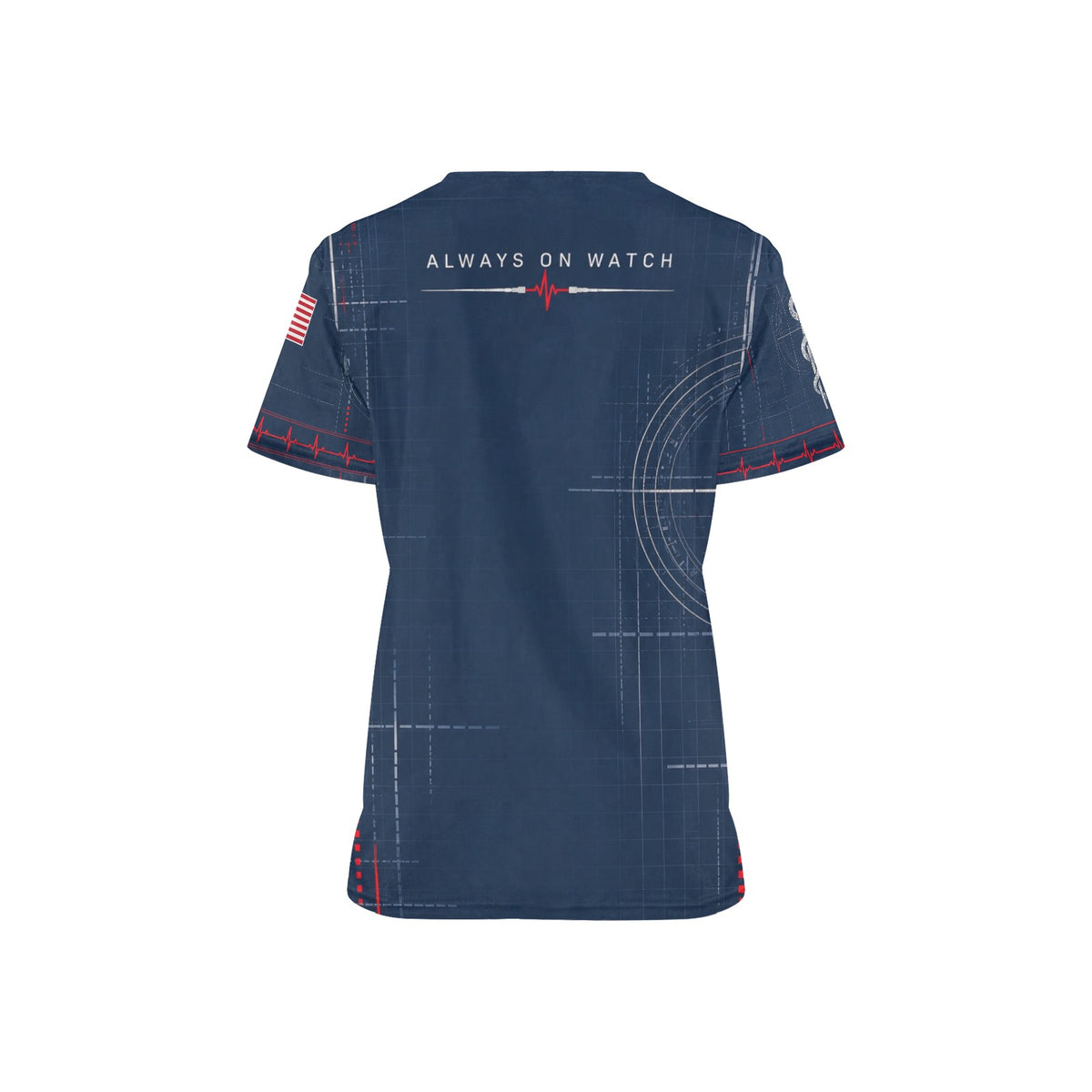 Always on Watch — Veteran Medical All-Over Print Scrub Top