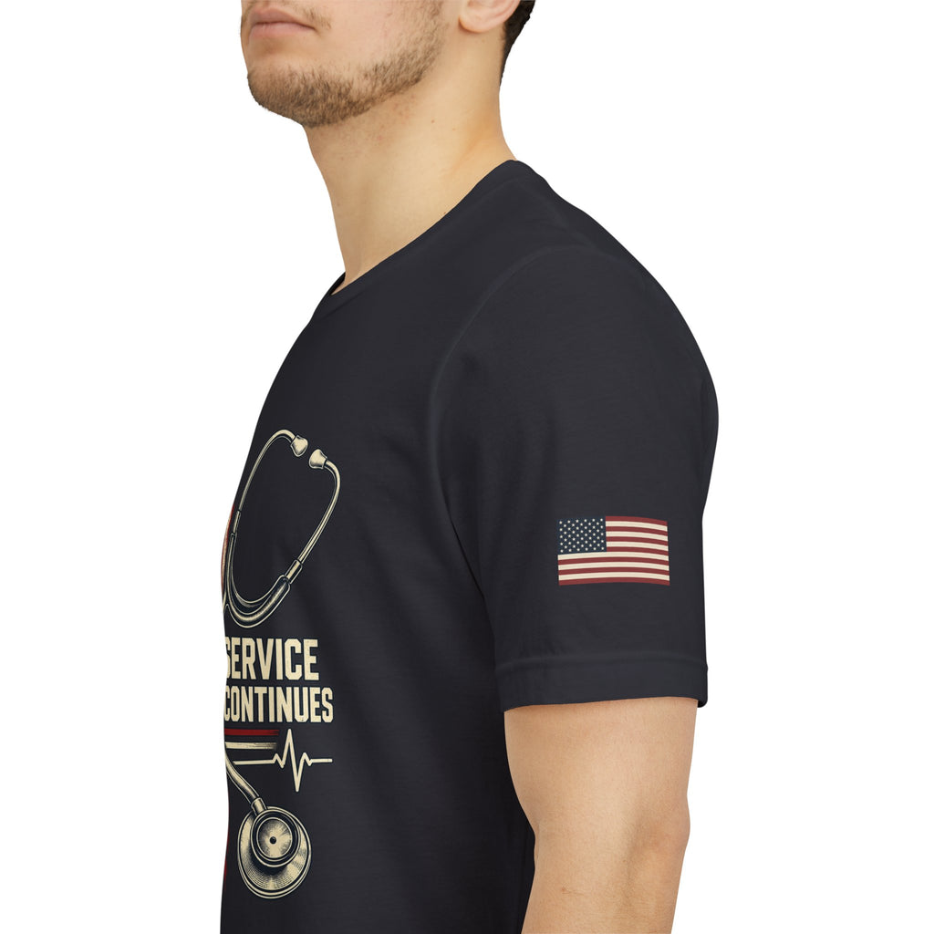 Off Duty, Service Continues — Charcoal Medical T-Shirt