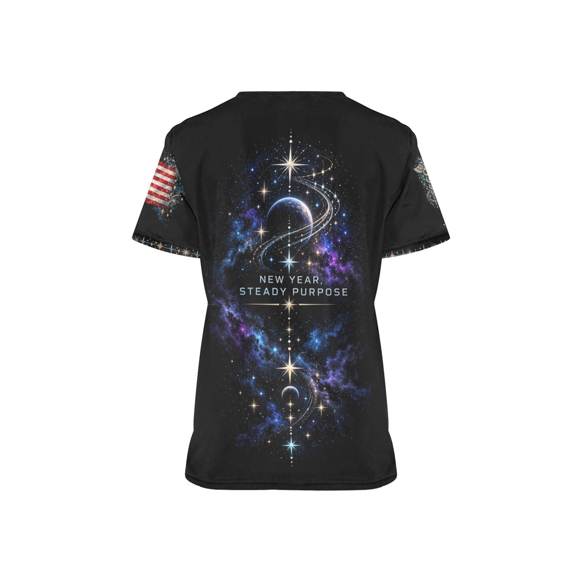 Midnight Resolve — Space Force New Year's All-Over Print Scrub Top