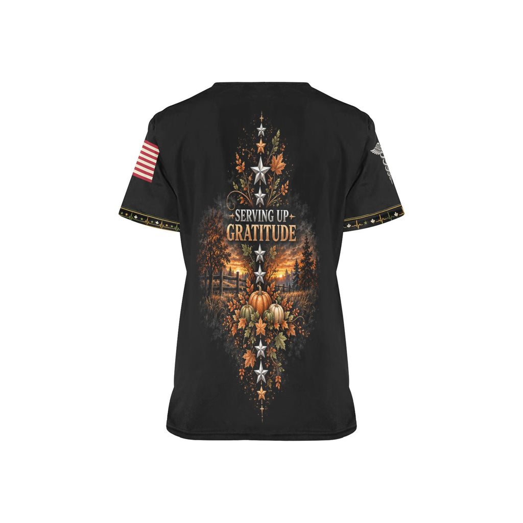 Thankful Crew — Veterans Thanksgiving All-Over Print Scrub Top