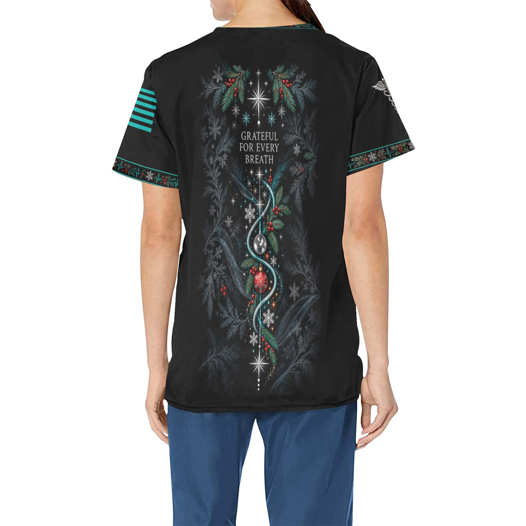 Winter Watch — Respiratory Christmas All-Over Print Scrub Top