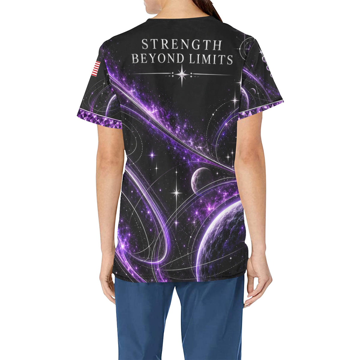 Amethyst Orbit — Space Force Veteran All-Over Print Scrub Top