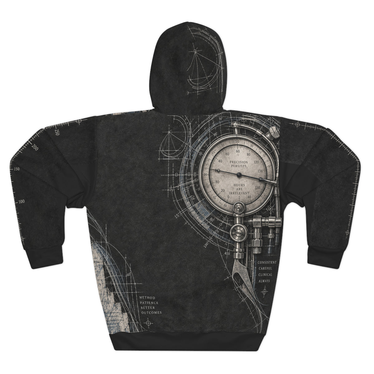 Clinical After Hours all-over medical hoodie product mockup 2