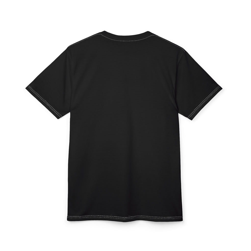 Flat back product mockup of the Obsidian Circuit Lung T-Shirt, showing its plain black back.