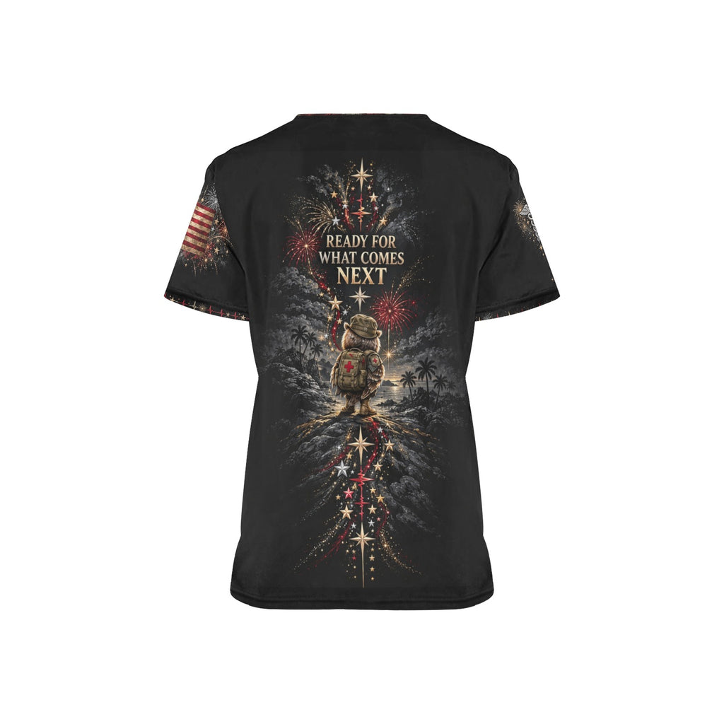 New Year Crew — Marine Corps New Year's All-Over Print Scrub Top