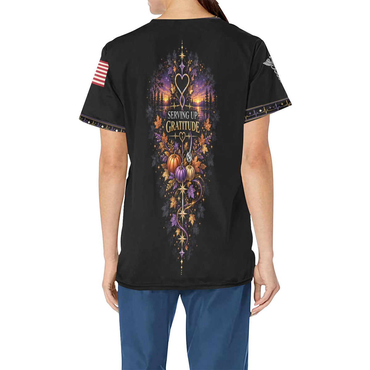 Thankful Crew — Medical Thanksgiving All-Over Print Scrub Top