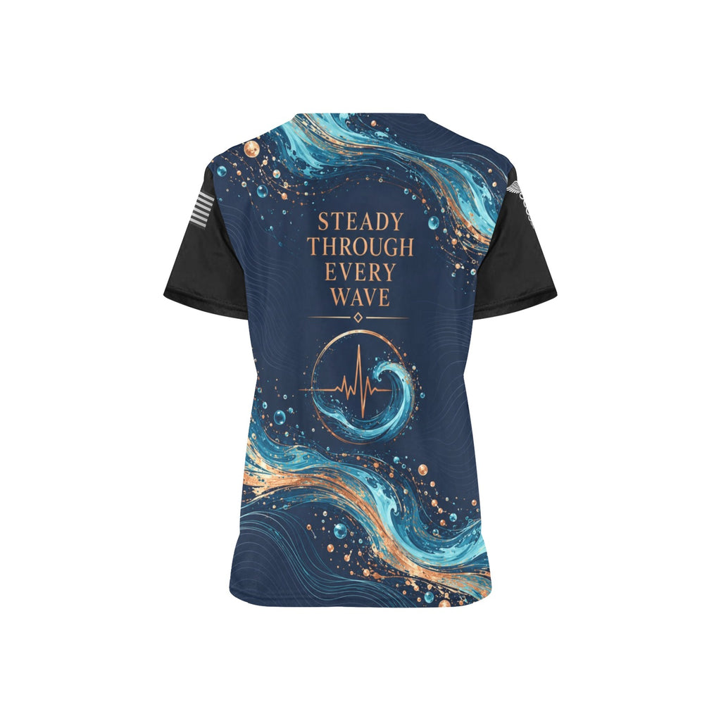Ocean Rounds — Nursing All-Over Print Scrub Top