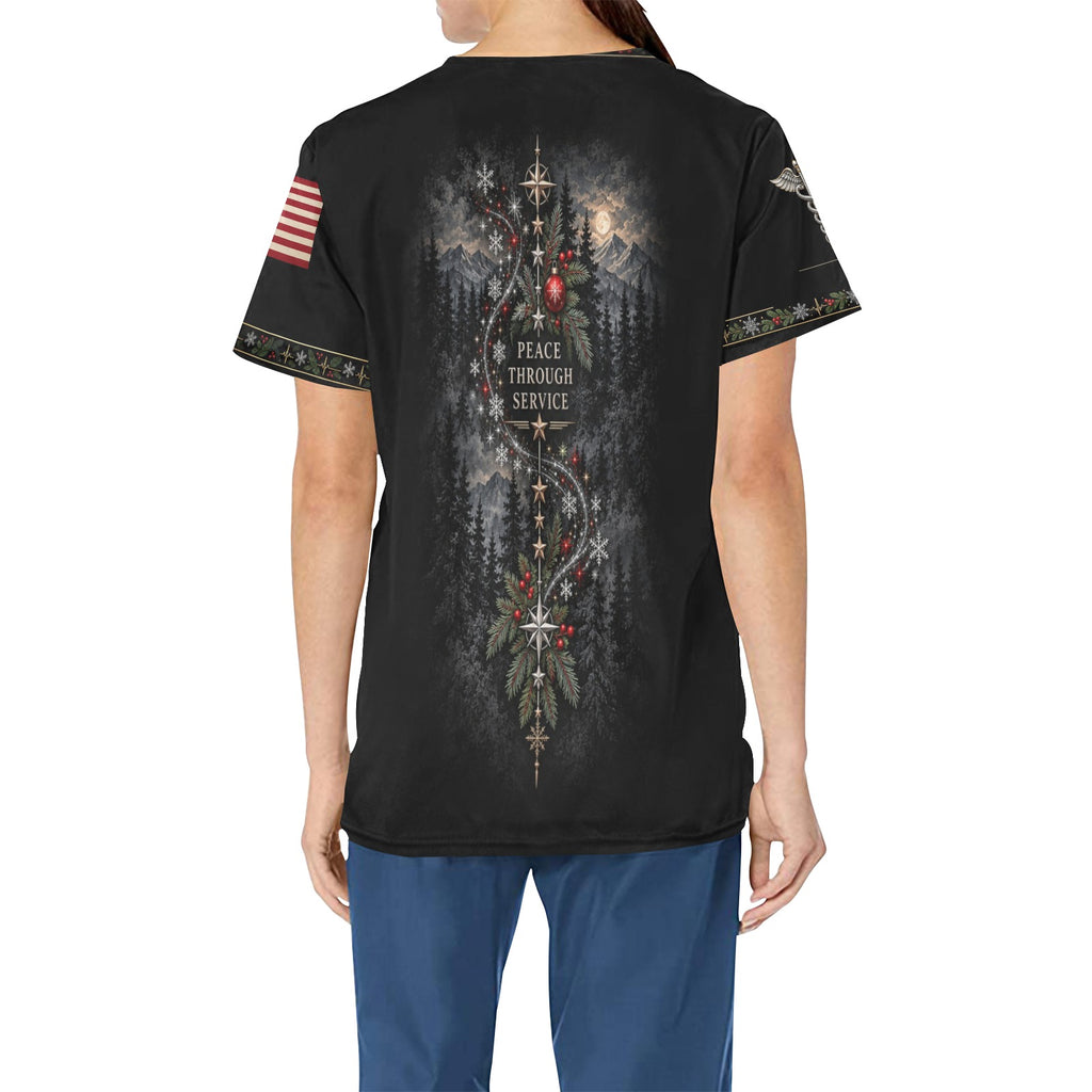 Winter Watch — Veterans Christmas All-Over Print Scrub Top