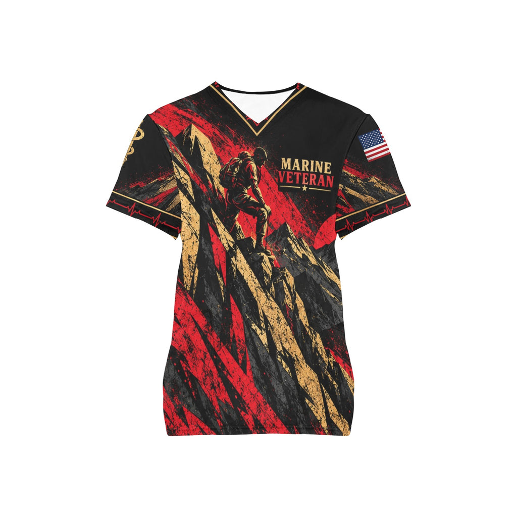 Scarlet Resolve — Marine Corps Veteran All-Over Print Scrub Top