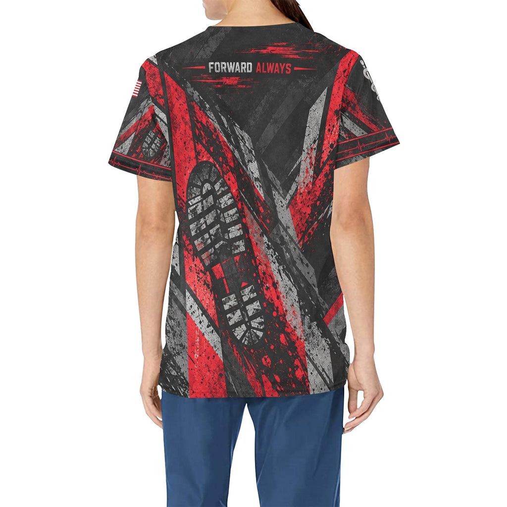 Forward Always — Marine Corps Veteran All-Over Print Scrub Top