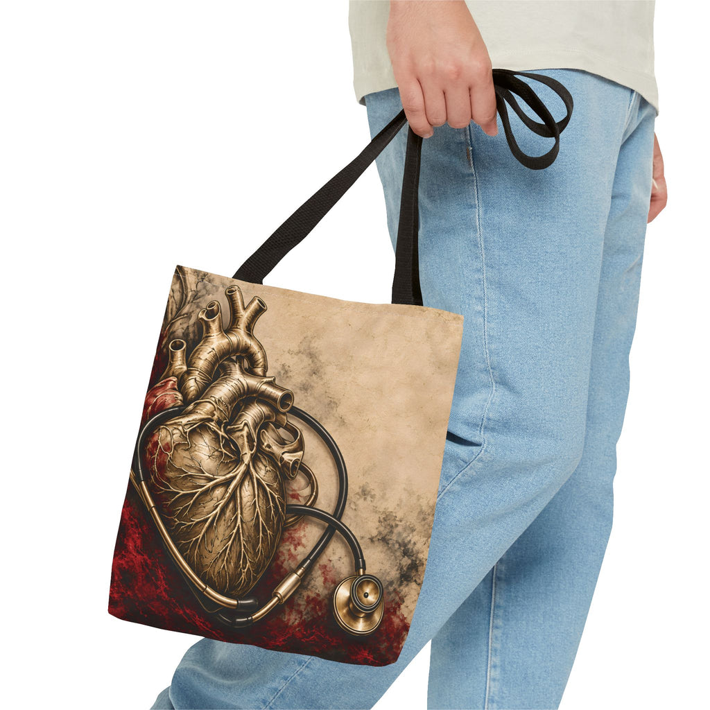 Crimson Pulse Tote — Black Handles