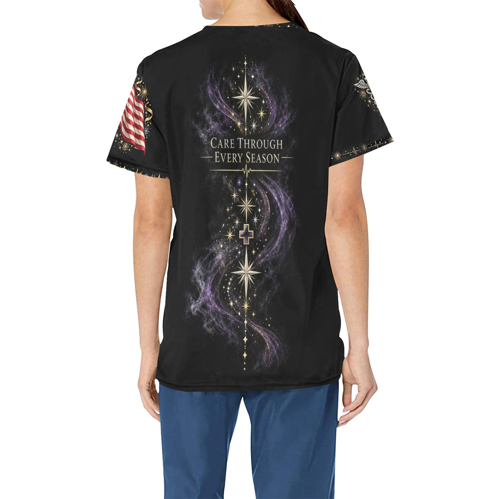 Midnight Resolve — Medical New Year's All-Over Print Scrub Top