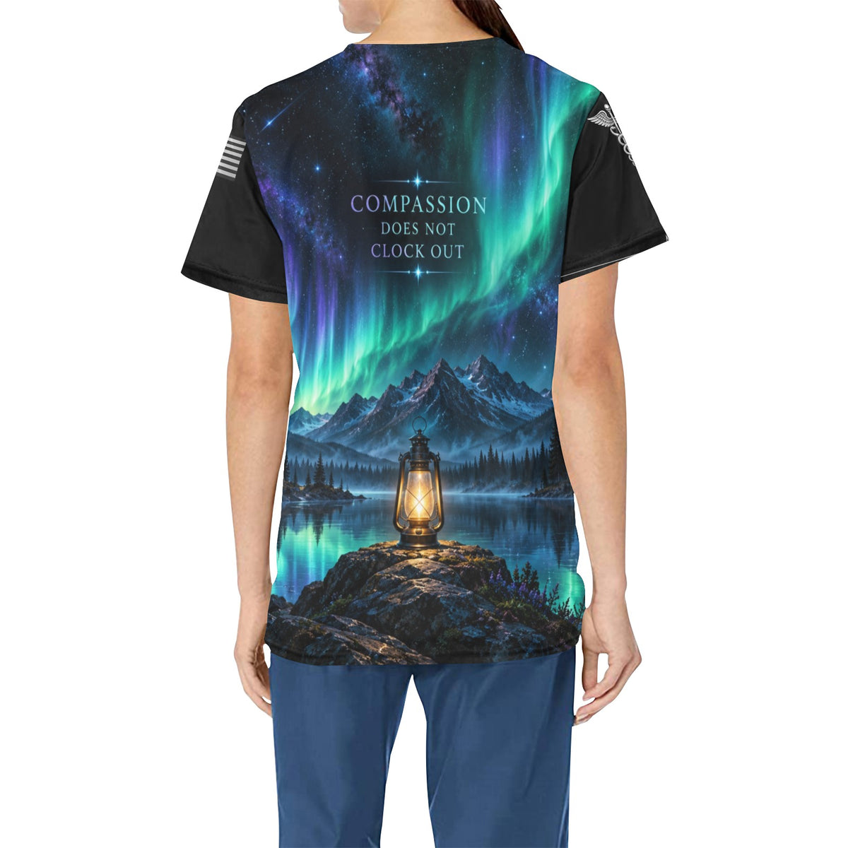 Aurora Watch — Nursing All-Over Print Scrub Top