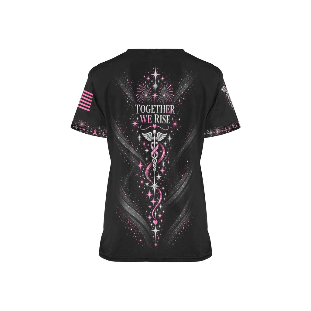 New Year Crew — Breast Cancer Awareness New Year's All-Over Print Scrub Top