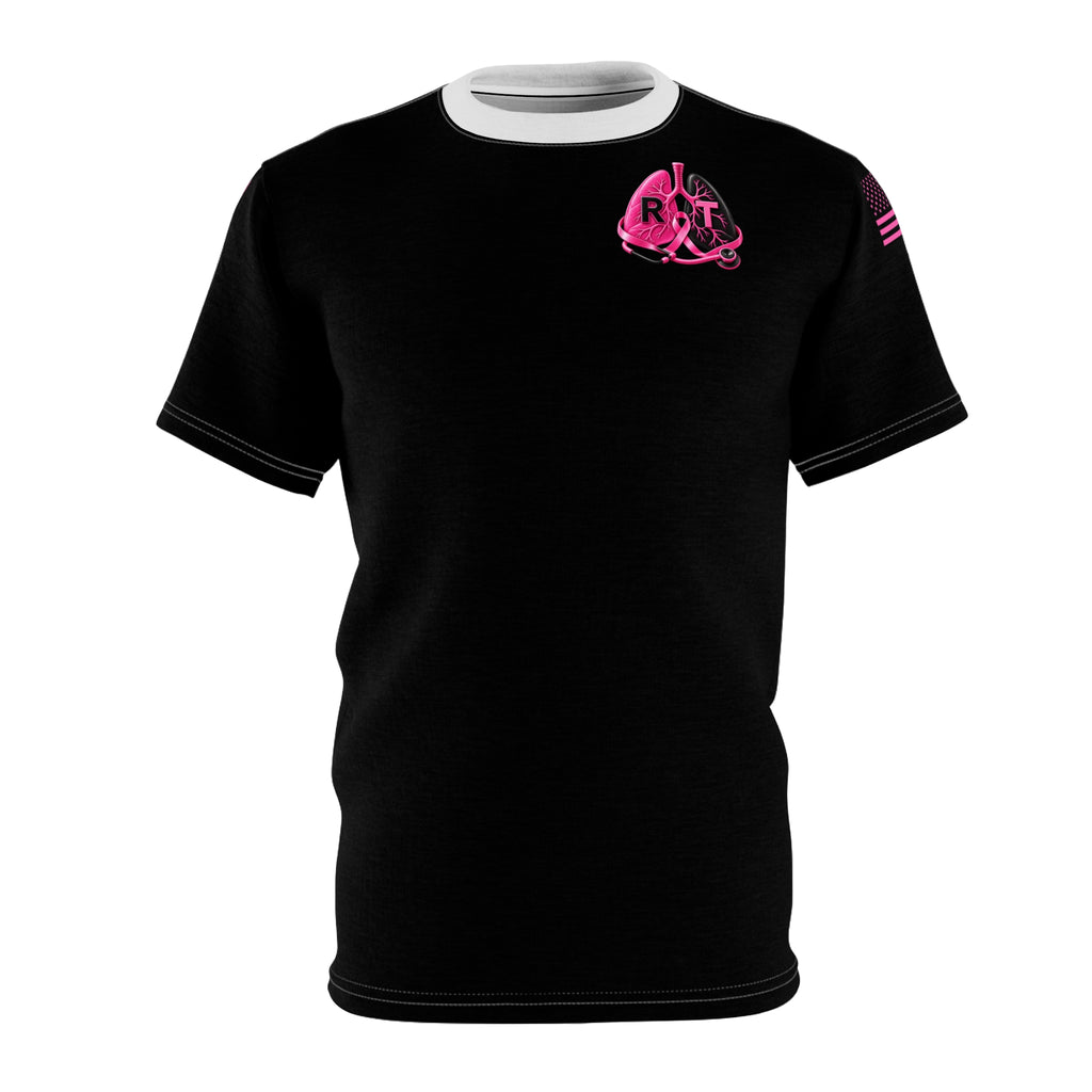 Respiratory Therapy Pink Ribbon Awareness Chest Logo T-Shirt
