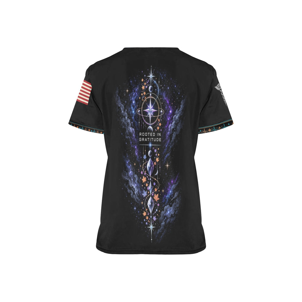 Roots of Gratitude — Space Force Thanksgiving All-Over Print Scrub Top