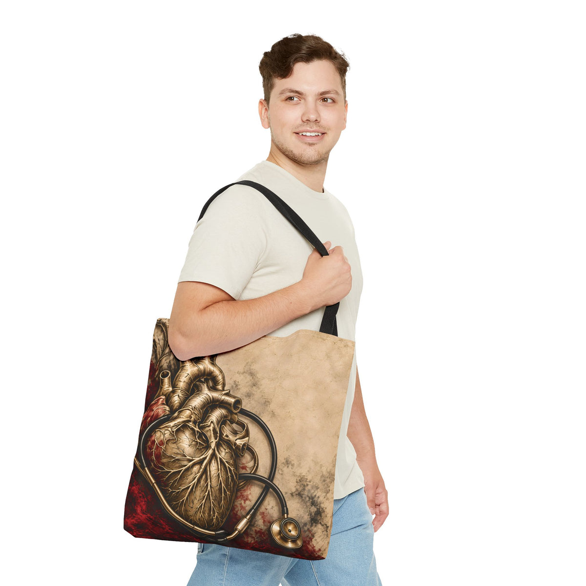 Crimson Pulse Tote — Black Handles