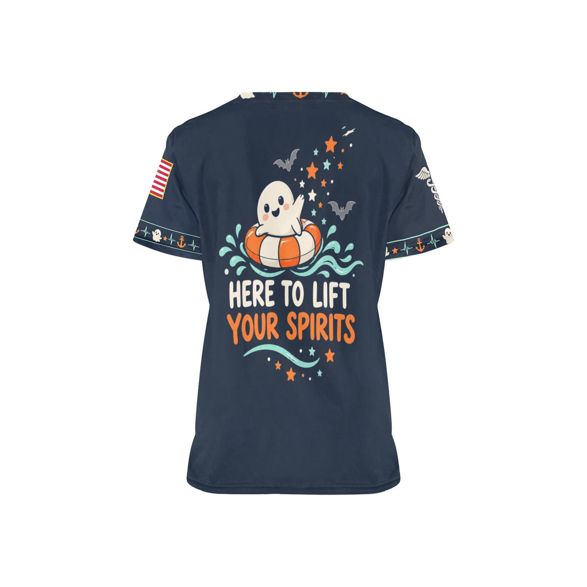 Boo Crew Rescue — Coast Guard Halloween All-Over Print Scrub Top