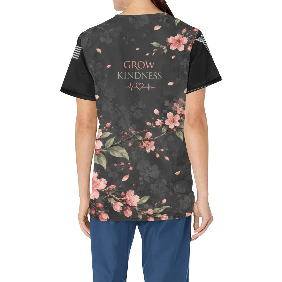 Sakura Shift — Nursing All-Over Print Scrub Top