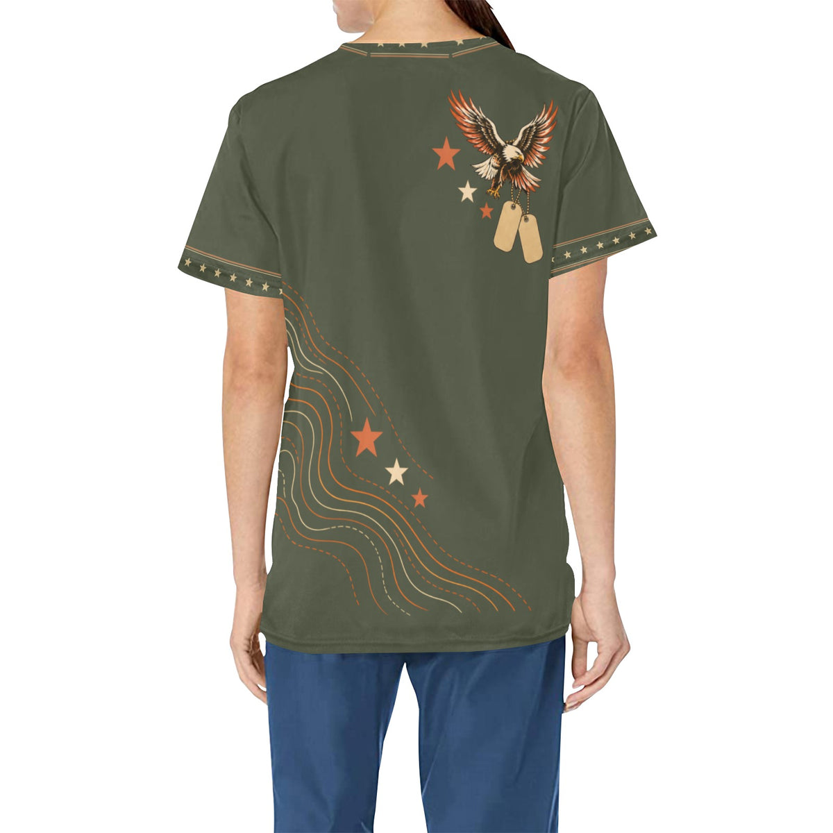 Honor in Every Step — Veteran All-Over Print Scrub Top