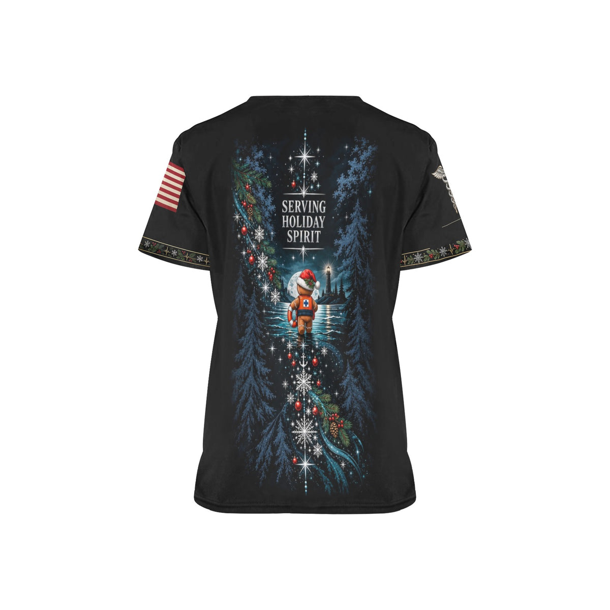 Holiday Crew — Coast Guard Christmas All-Over Print Scrub Top