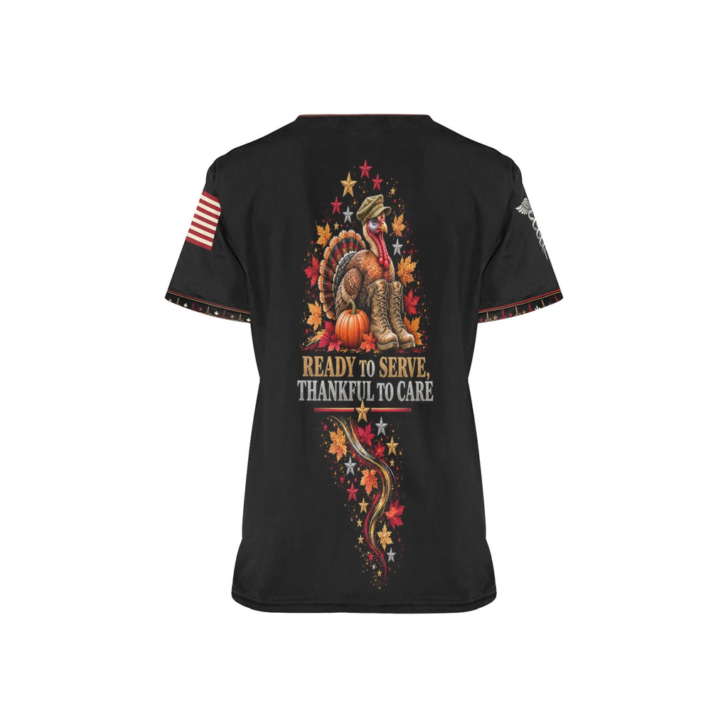 Grateful & Ready — Marine Corps Thanksgiving All-Over Print Scrub Top