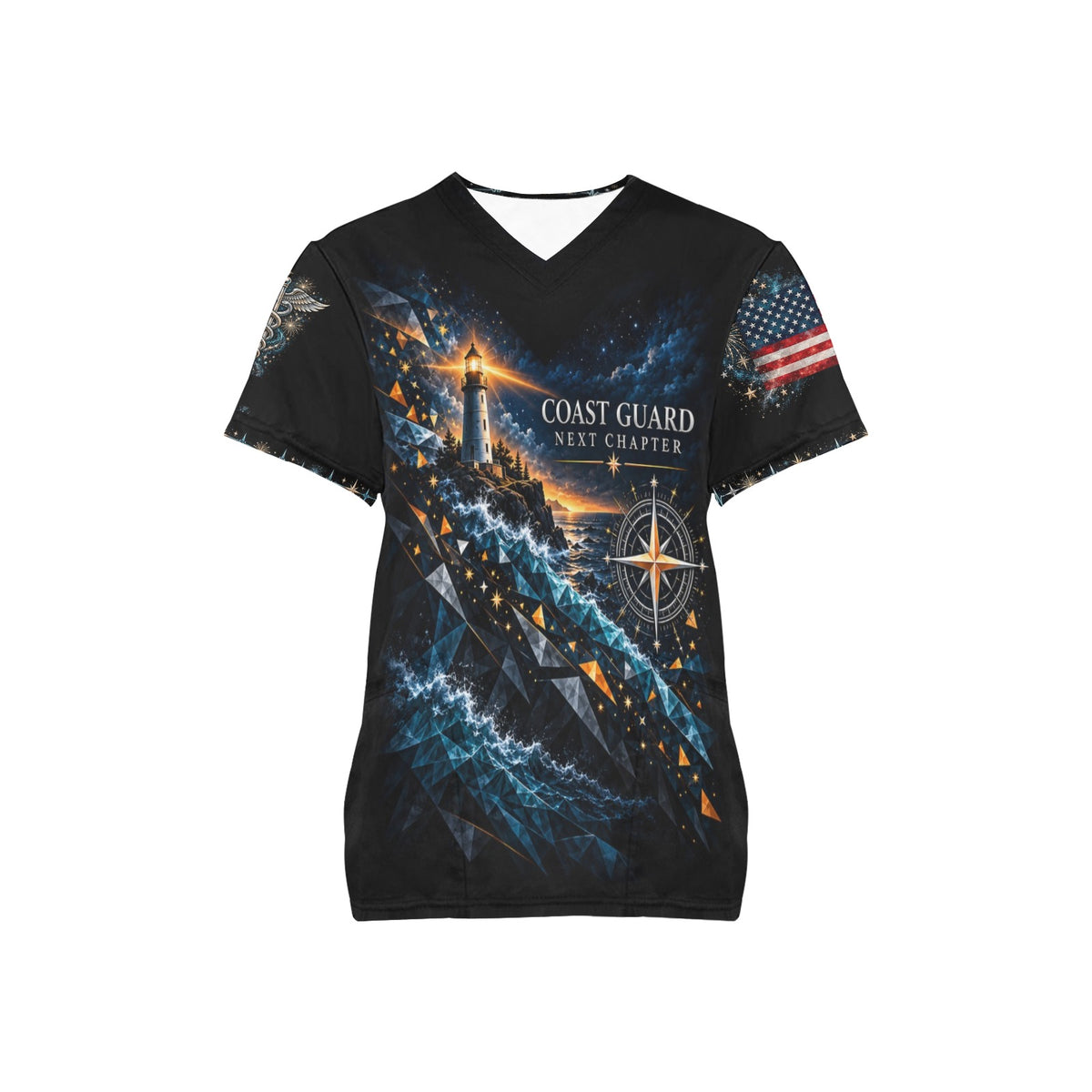 Next Chapter — Coast Guard New Year's All-Over Print Scrub Top