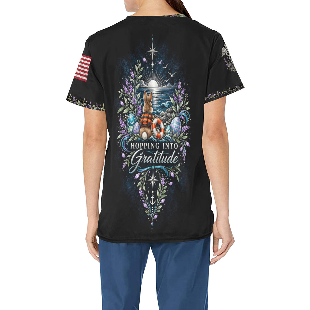 Spring Duty Crew — Coast Guard Easter All-Over Print Scrub Top