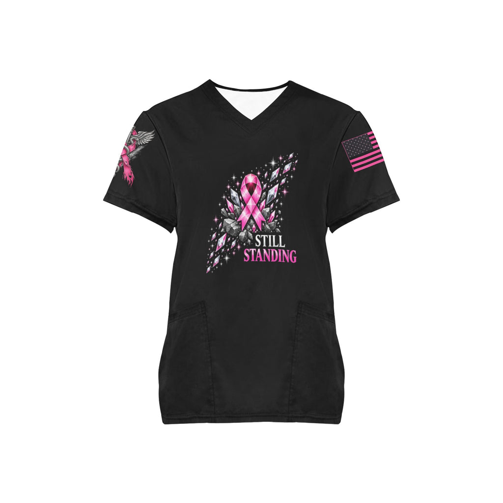 Still Standing — Breast Cancer Awareness All-Over Print Scrub Top