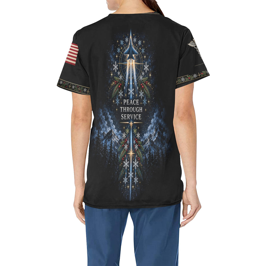Winter Watch — Air Force Christmas All-Over Print Scrub Top