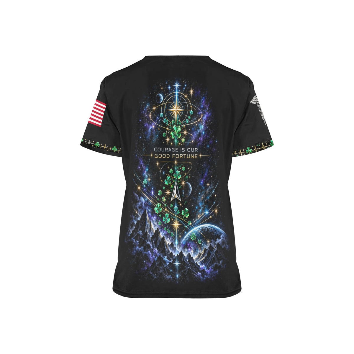 Emerald Resolve — Space Force St. Patrick's Day All-Over Print Scrub Top