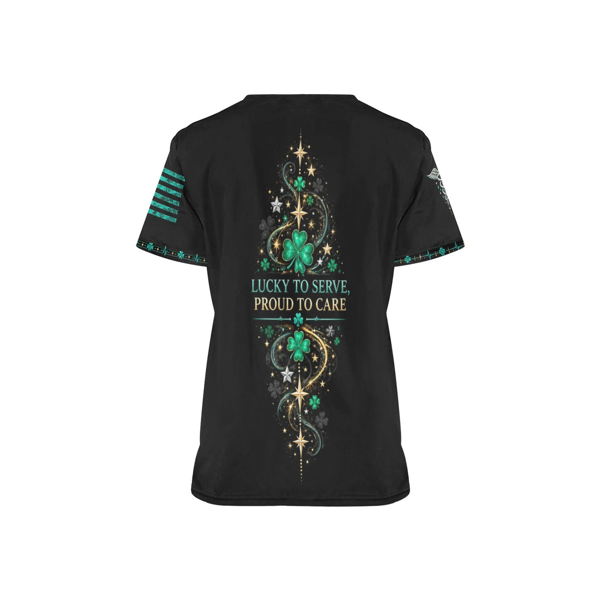 Lucky Duty Crew — Respiratory St. Patrick's Day All-Over Print Scrub Top